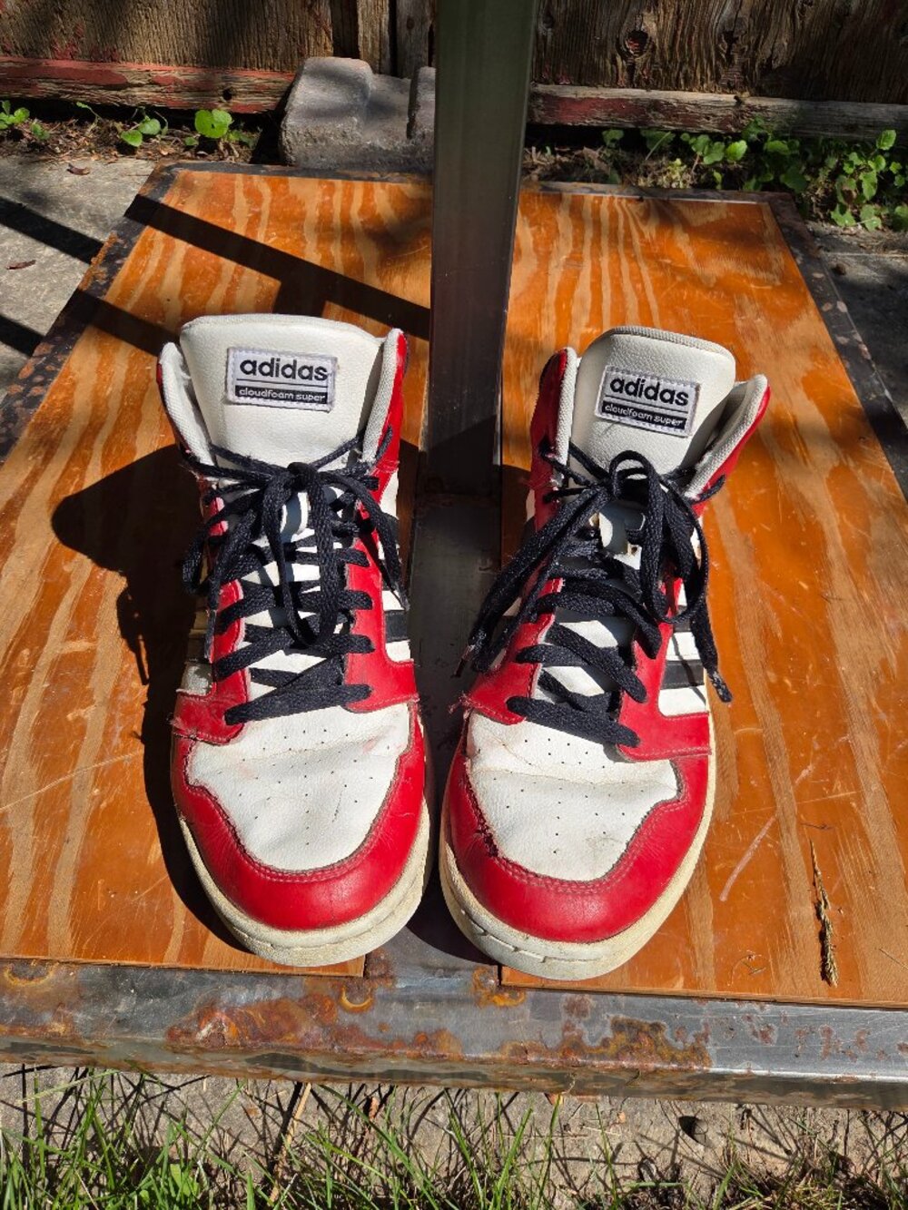 Adidas Neo Cloudfoam High-Top Sneakers in red, black, red | Men's Size 9